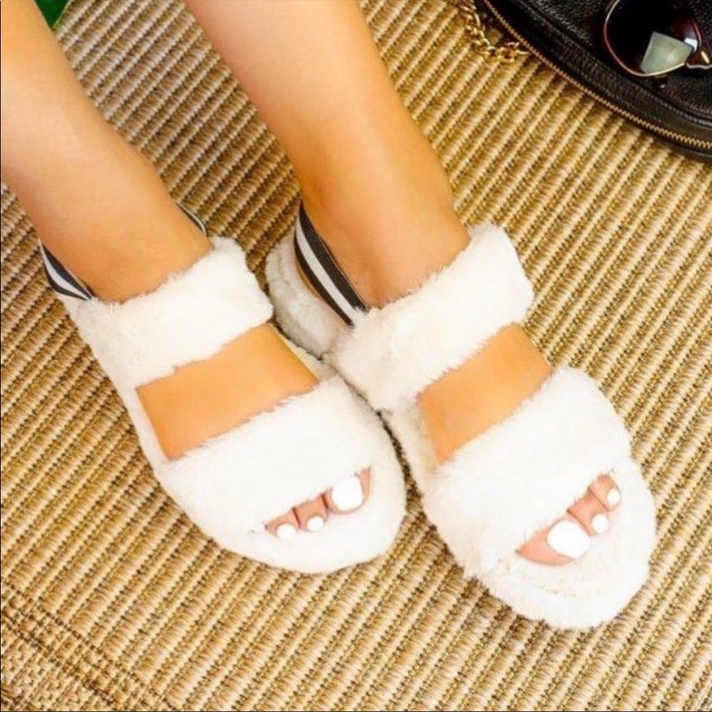Mata white fur slingback sandal - Picture 3 of 4